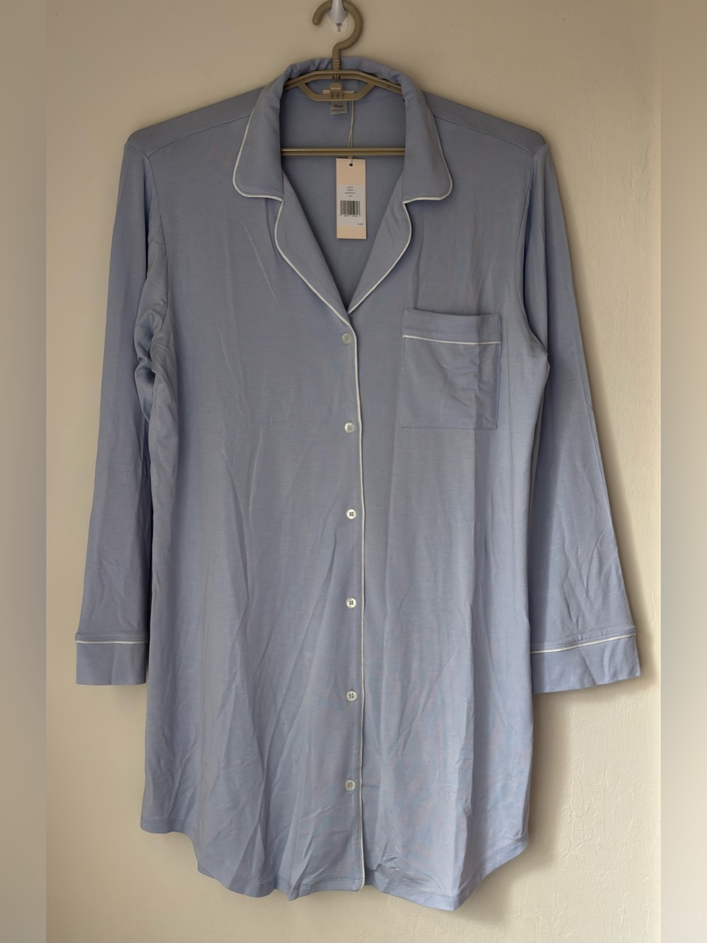 Eberjey Gisele Modal Sleepshirt Size Large NEW Blue Button Front Loungewear Chic